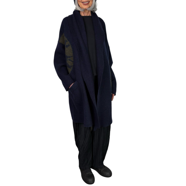 CIRCLE TIE DYE BW NEW SHAWL COAT