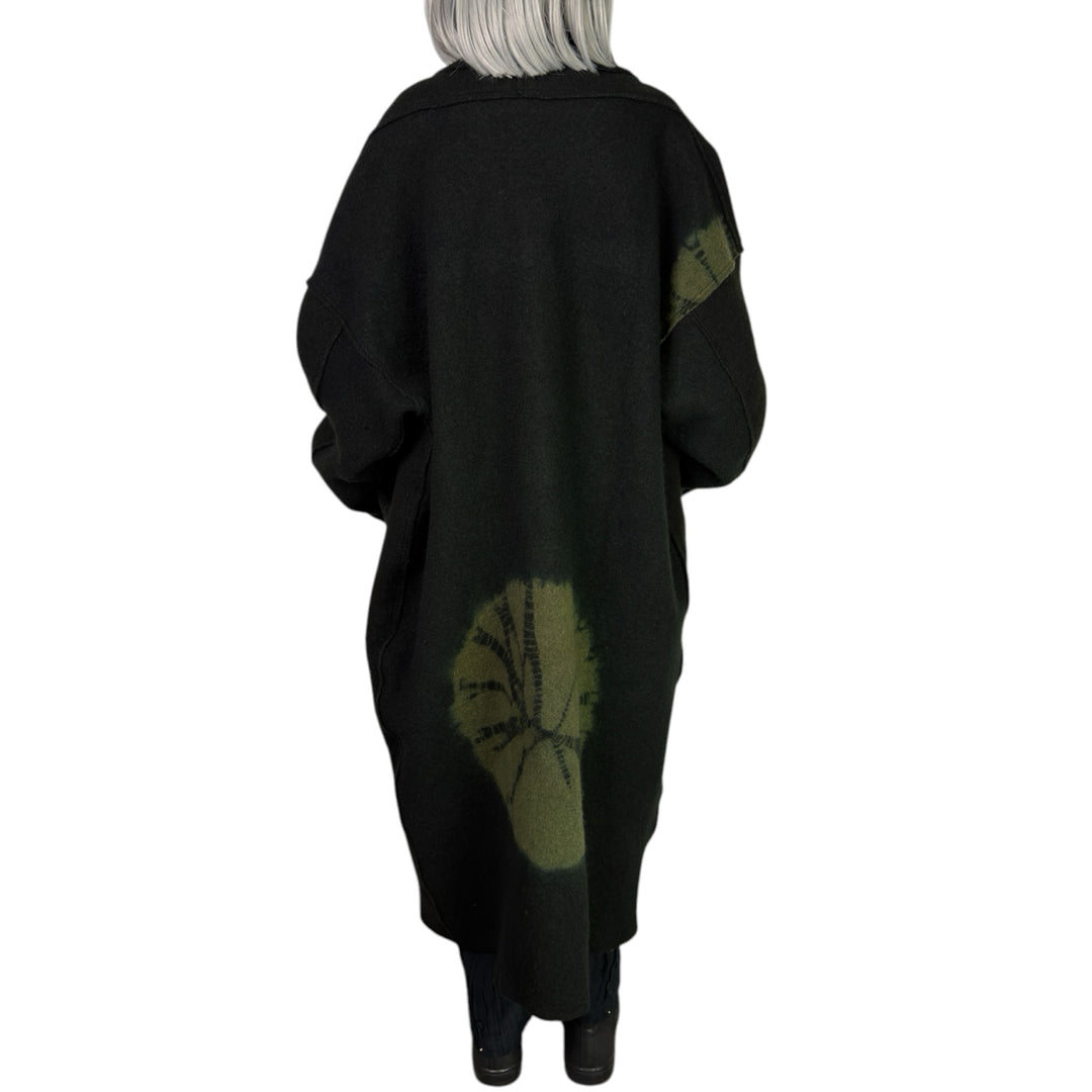CIRCLE TIE DYE BW SHAWL COAT LONG