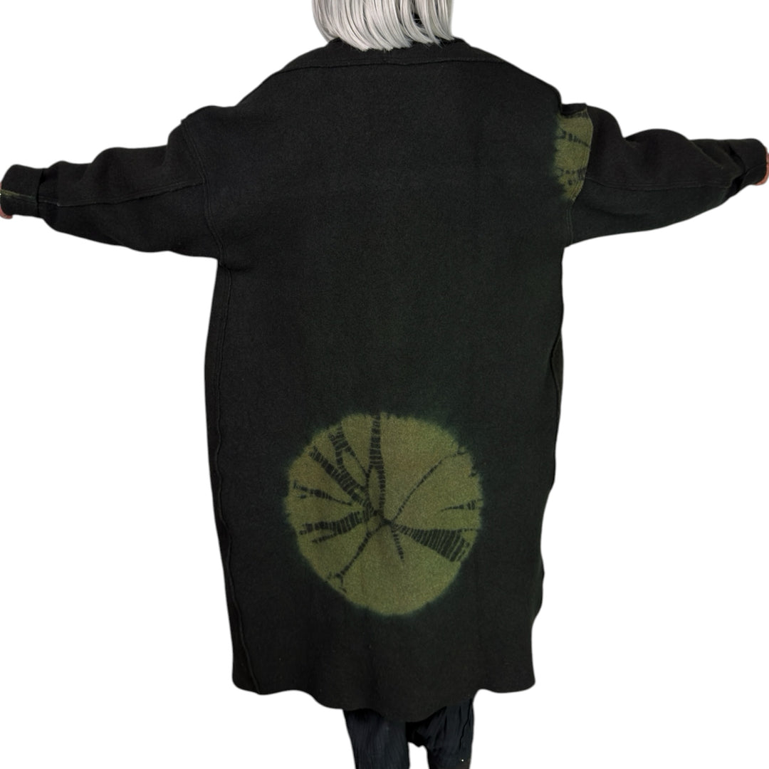 CIRCLE TIE DYE BW SHAWL COAT LONG