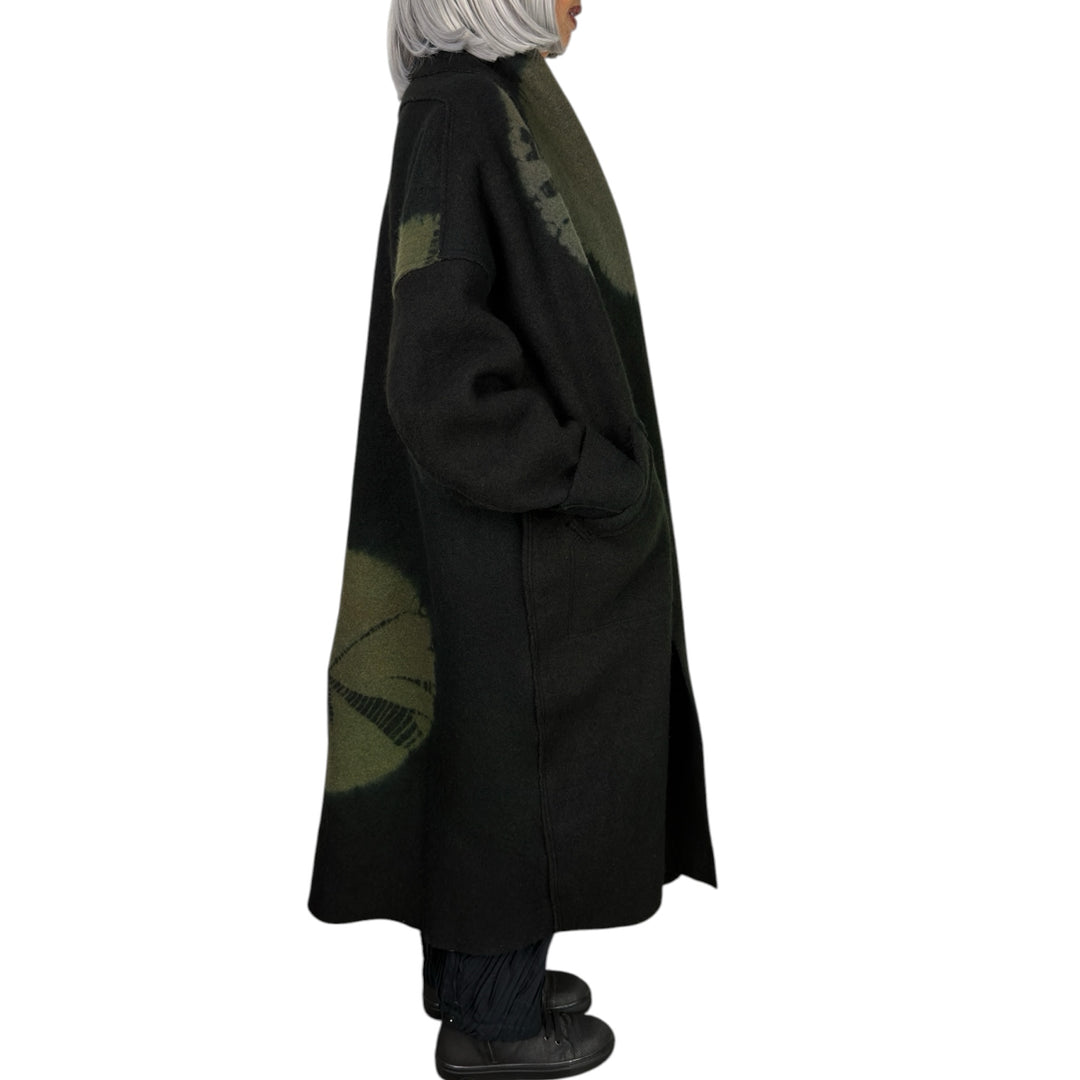 CIRCLE TIE DYE BW SHAWL COAT LONG