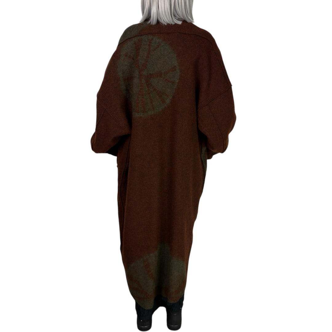 CIRCLE TIE DYE BW SHAWL COAT LONG