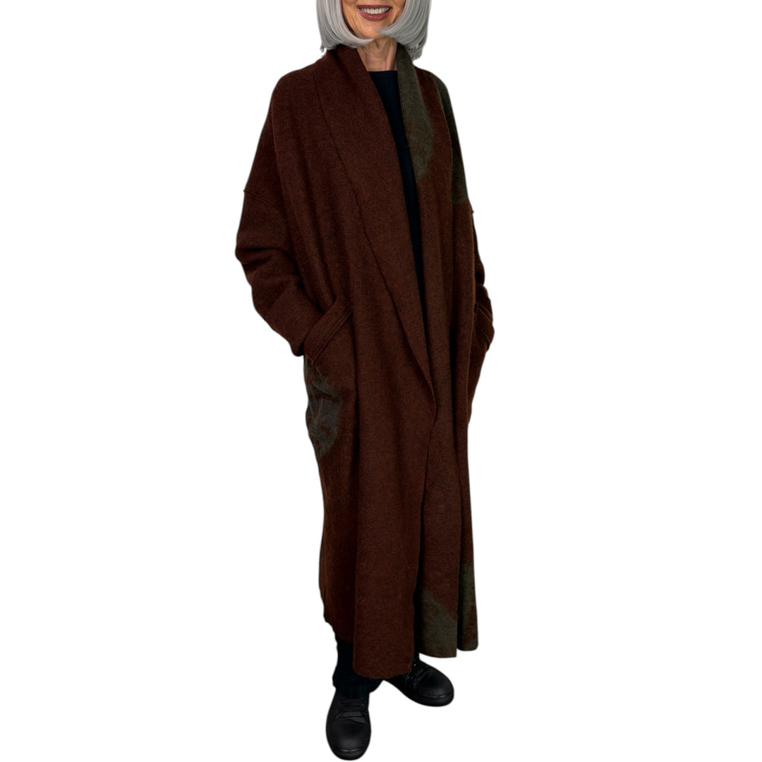 CIRCLE TIE DYE BW SHAWL COAT LONG