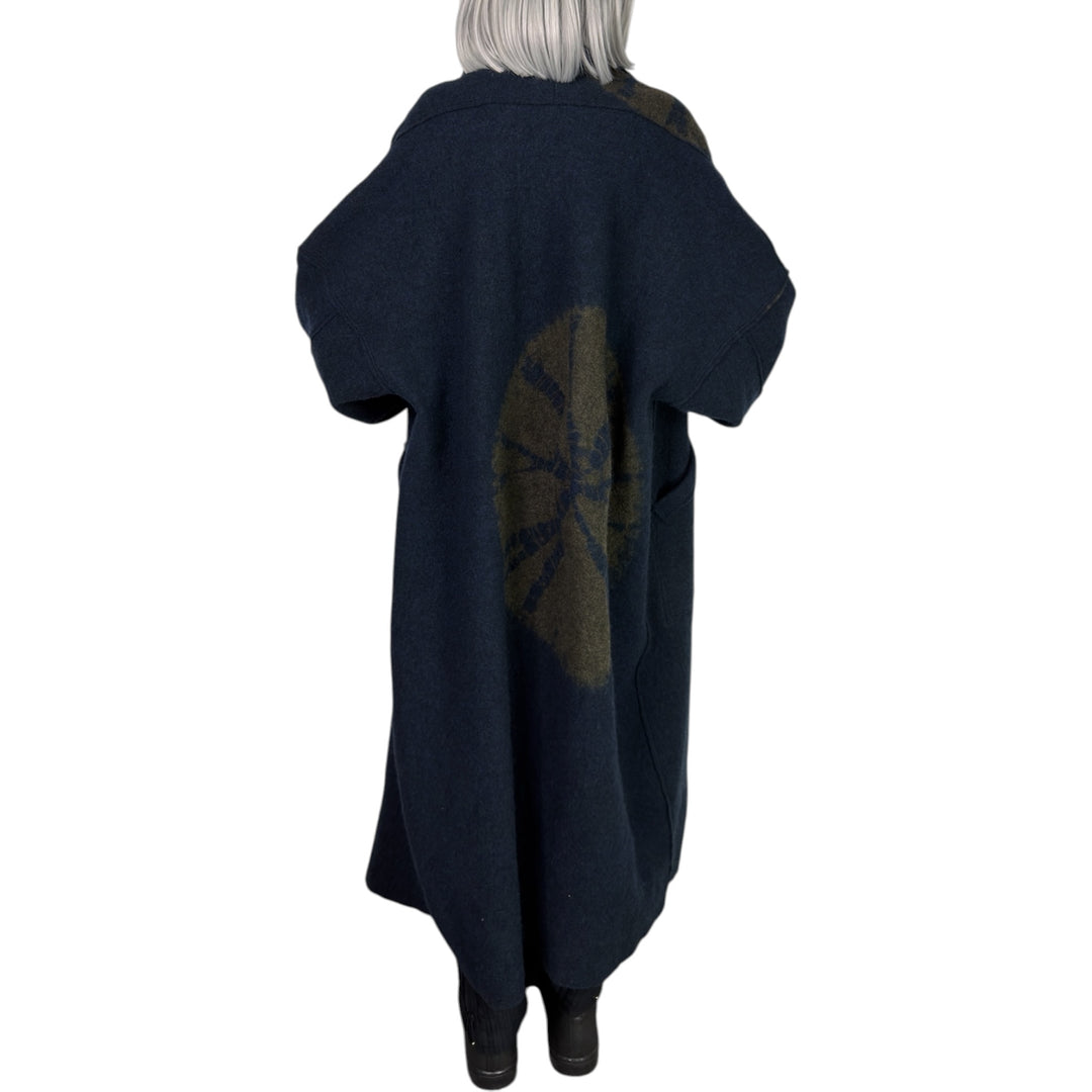 CIRCLE TIE DYE BW SHAWL COAT LONG