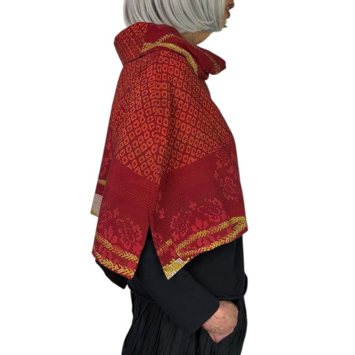 KIMONO PRINT COWL NECK CAPE