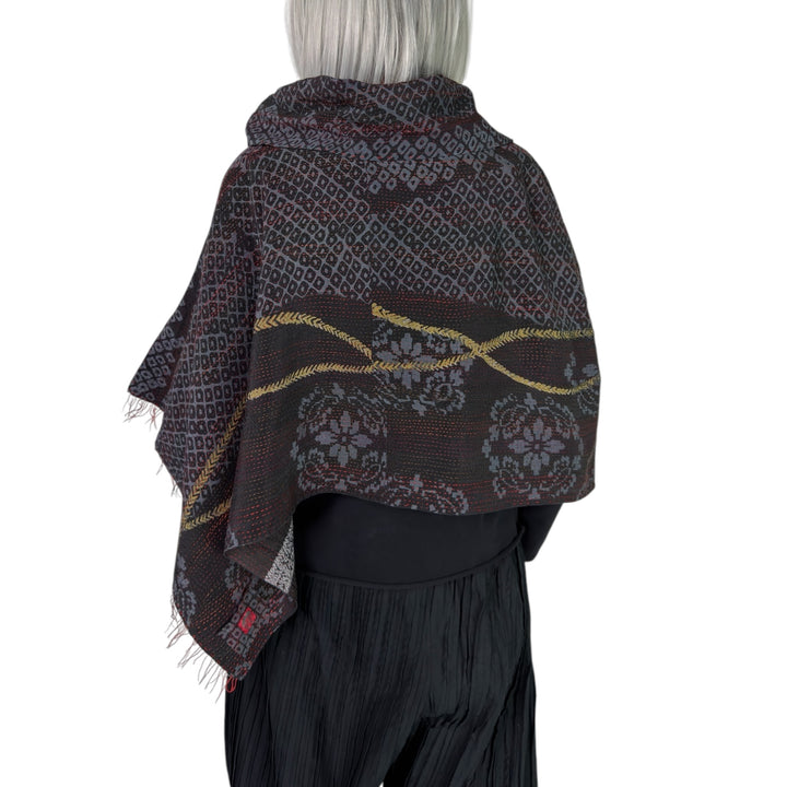 KIMONO PRINT COWL NECK CAPE
