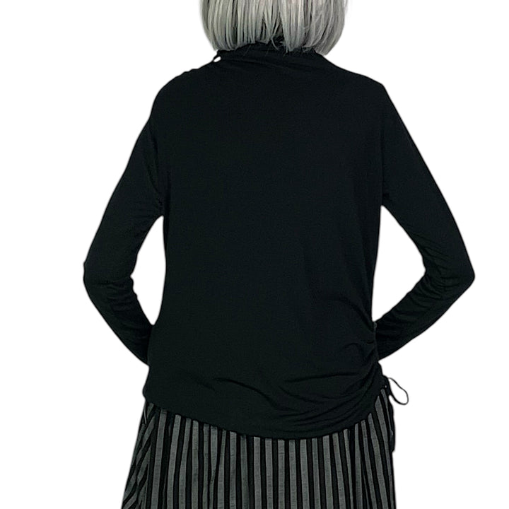 HI-NECK SHIRRED JERSEY TOP