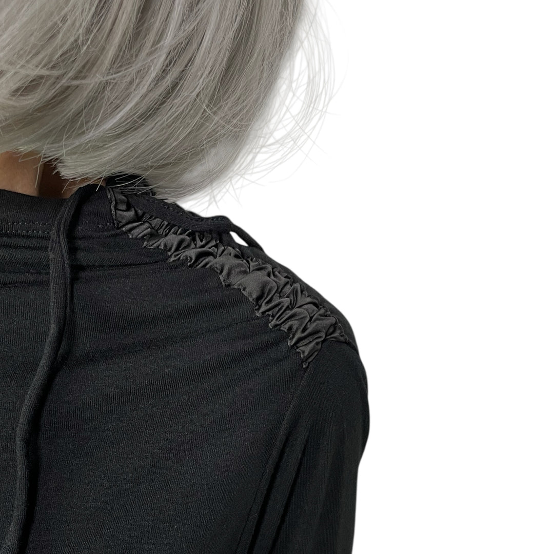 HI-NECK SHIRRED JERSEY TOP