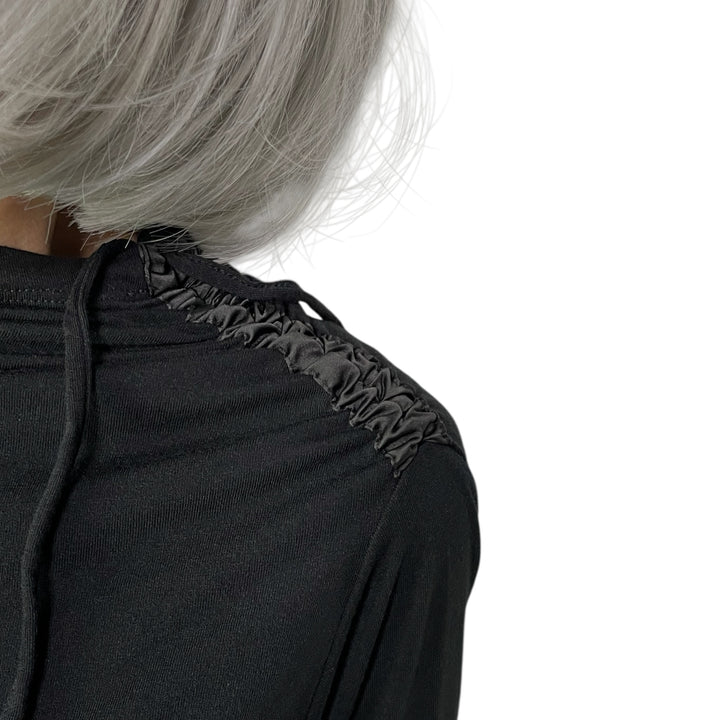HI-NECK SHIRRED JERSEY TOP