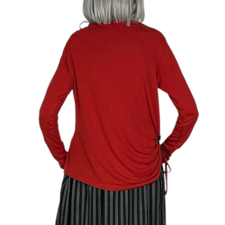 HI-NECK SHIRRED JERSEY TOP