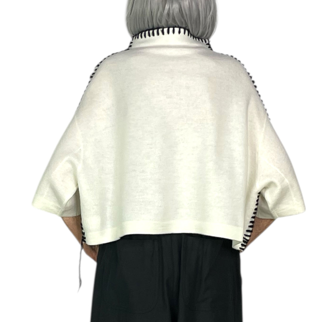 CONTRAST STITCH CROP SWEATER