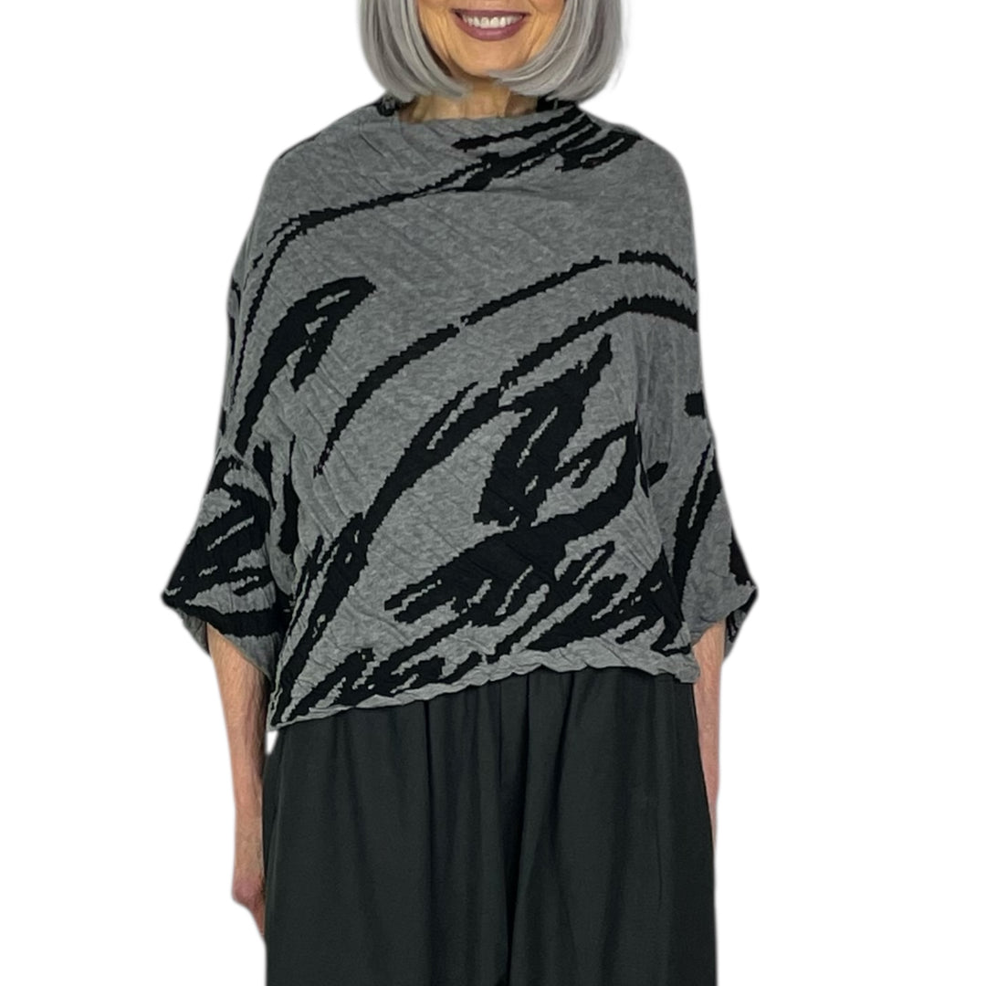 KNIT PATTTERN CROP SWEATER
