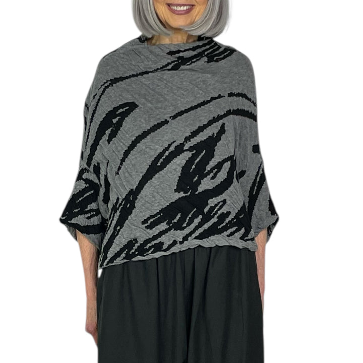 KNIT PATTTERN CROP SWEATER