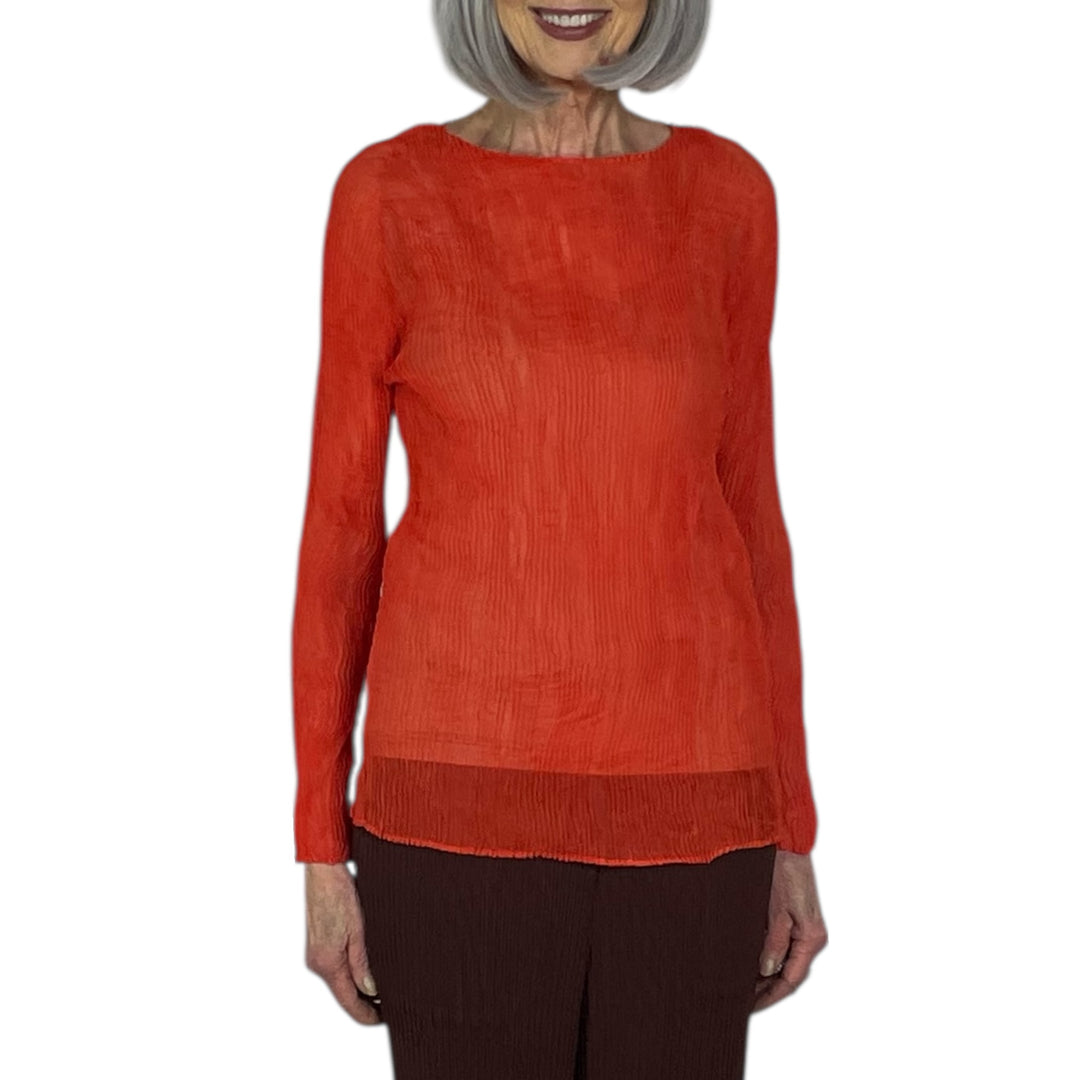 CHIFFON TWIST 3 CREWNECK TOP