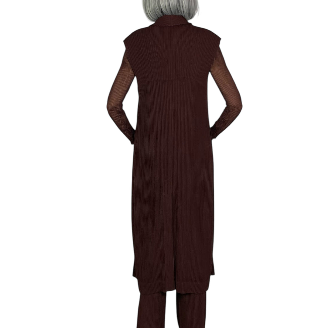 HATCHING PLEATS LONG VEST