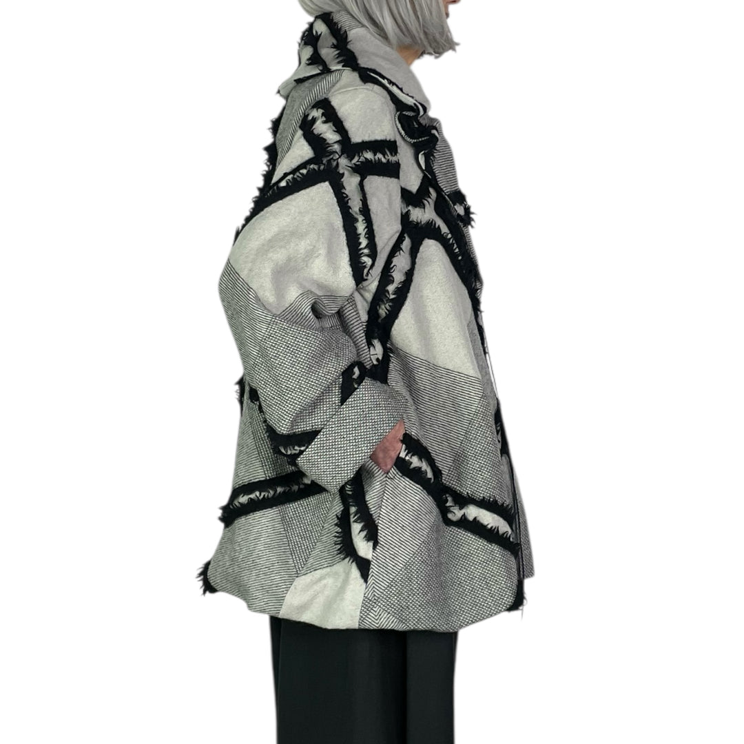 FRINGED PLAID COAT