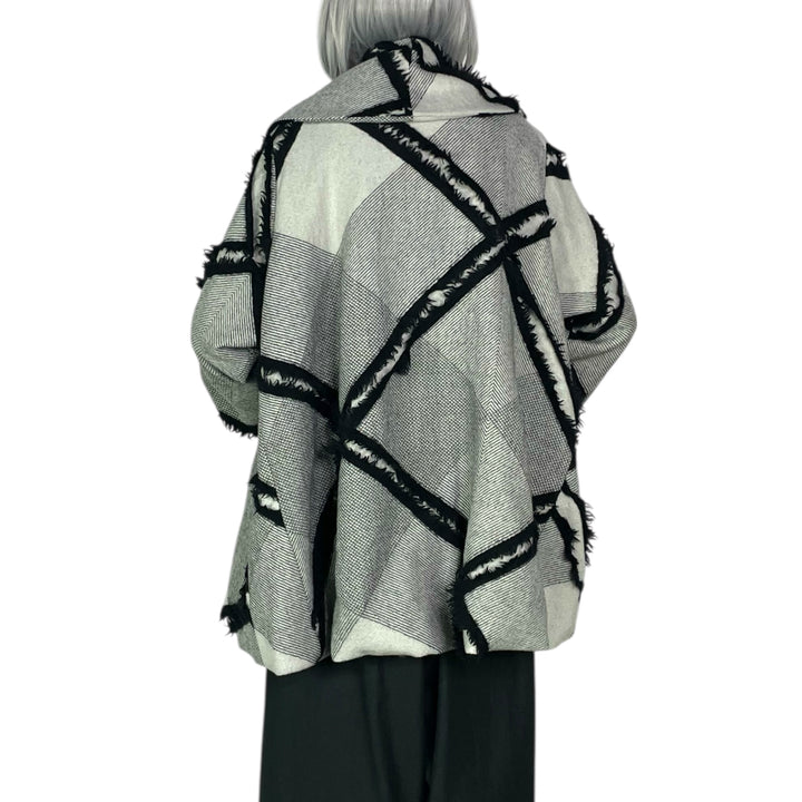 FRINGED PLAID COAT
