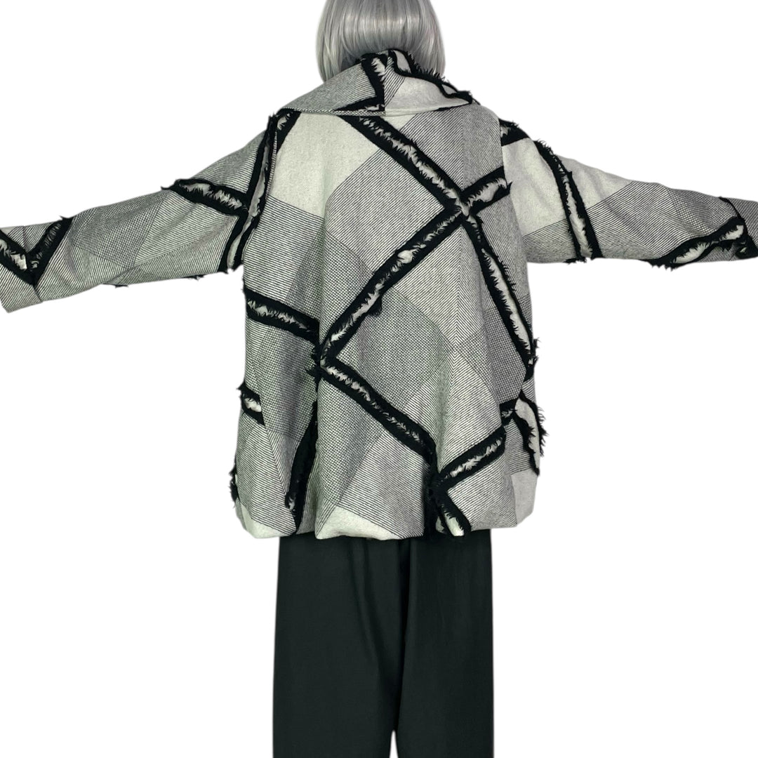 FRINGED PLAID COAT