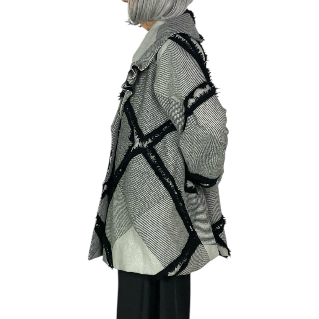 FRINGED PLAID COAT