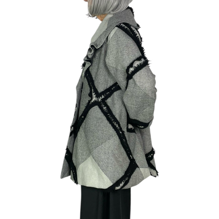 FRINGED PLAID COAT