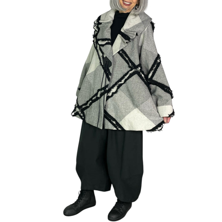 FRINGED PLAID COAT