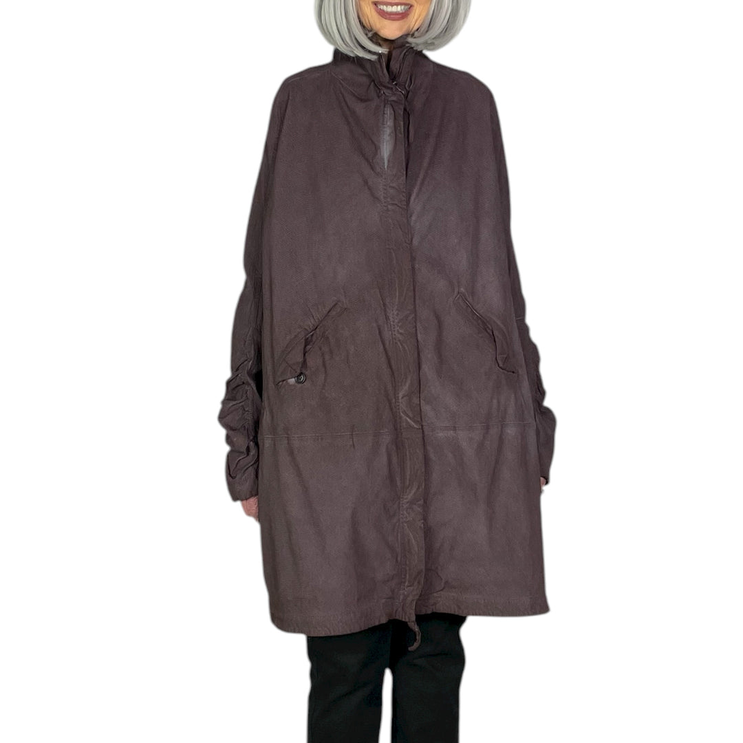 STRETCH TWILL A-LINE COAT