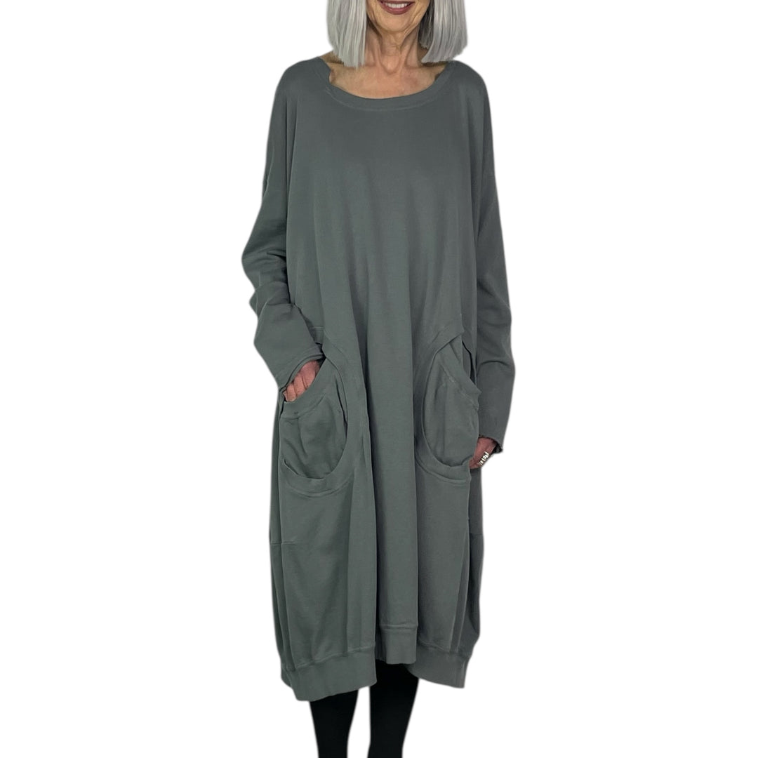 FRENCH TERRY CIRCLE POCKET DRESS