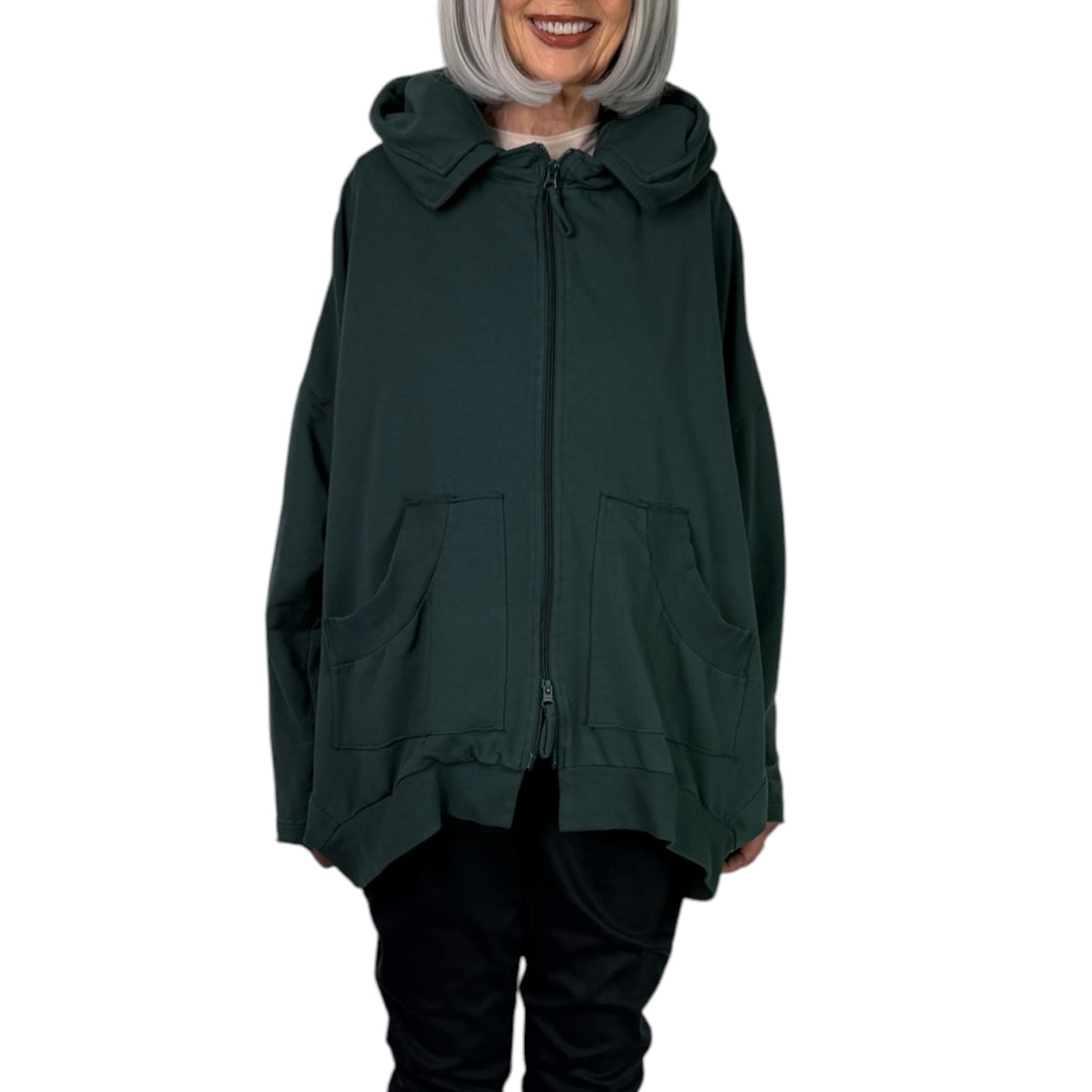 OVERSIZED FLEECE ZIP FRONT HOODIE