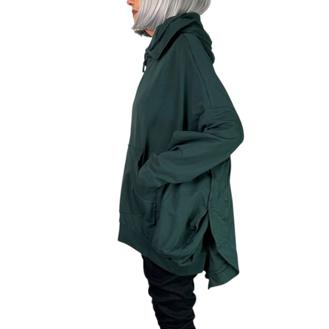 OVERSIZED FLEECE ZIP FRONT HOODIE
