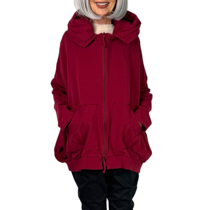 OVERSIZED FLEECE ZIP FRONT HOODIE