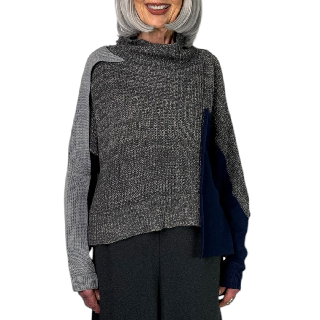 PATCHWORK HI-NECK SWEATER