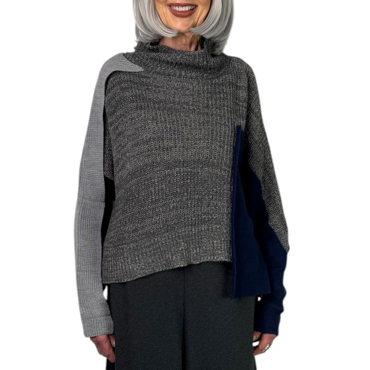 PATCHWORK HI-NECK SWEATER