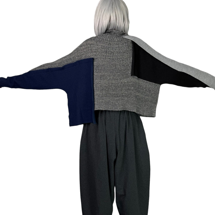 PATCHWORK HI-NECK SWEATER
