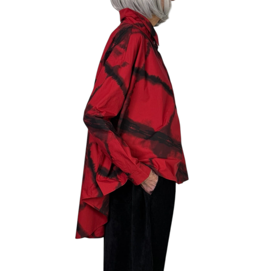PRINTED HI-LO HEM SHIRT