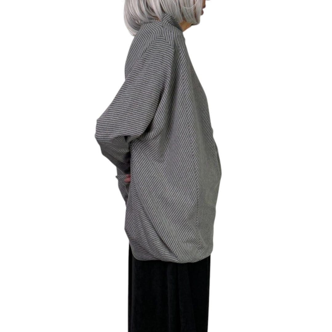 PINSTRIPE BLOUSON TOP