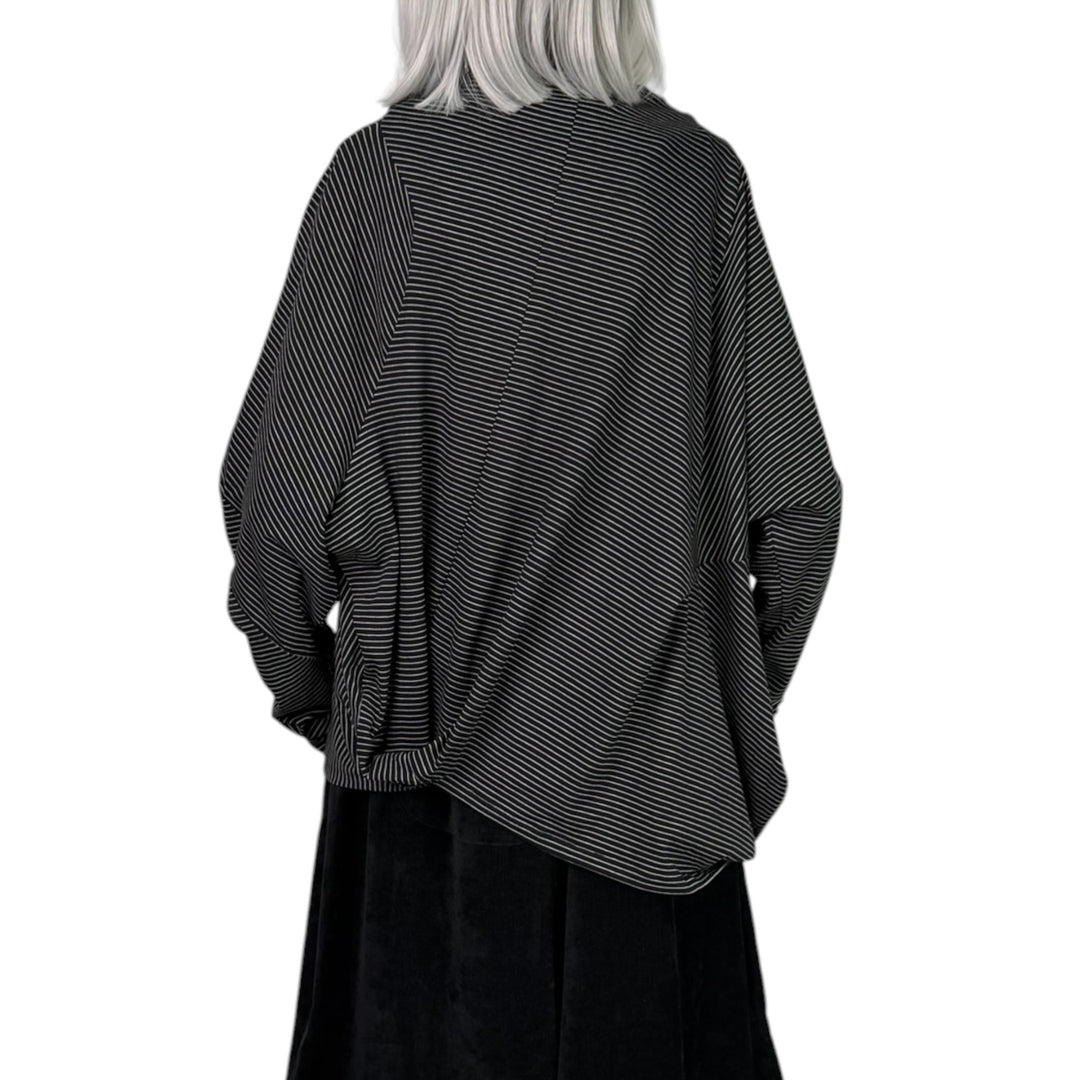 PINSTRIPE BLOUSON TOP