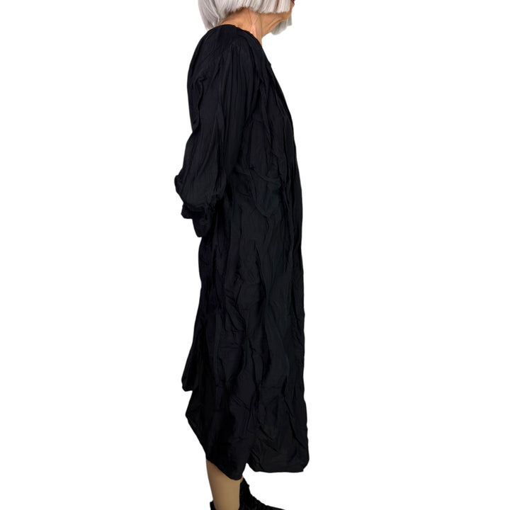 HEAVY VOILE WAVY TUCKED DRESS