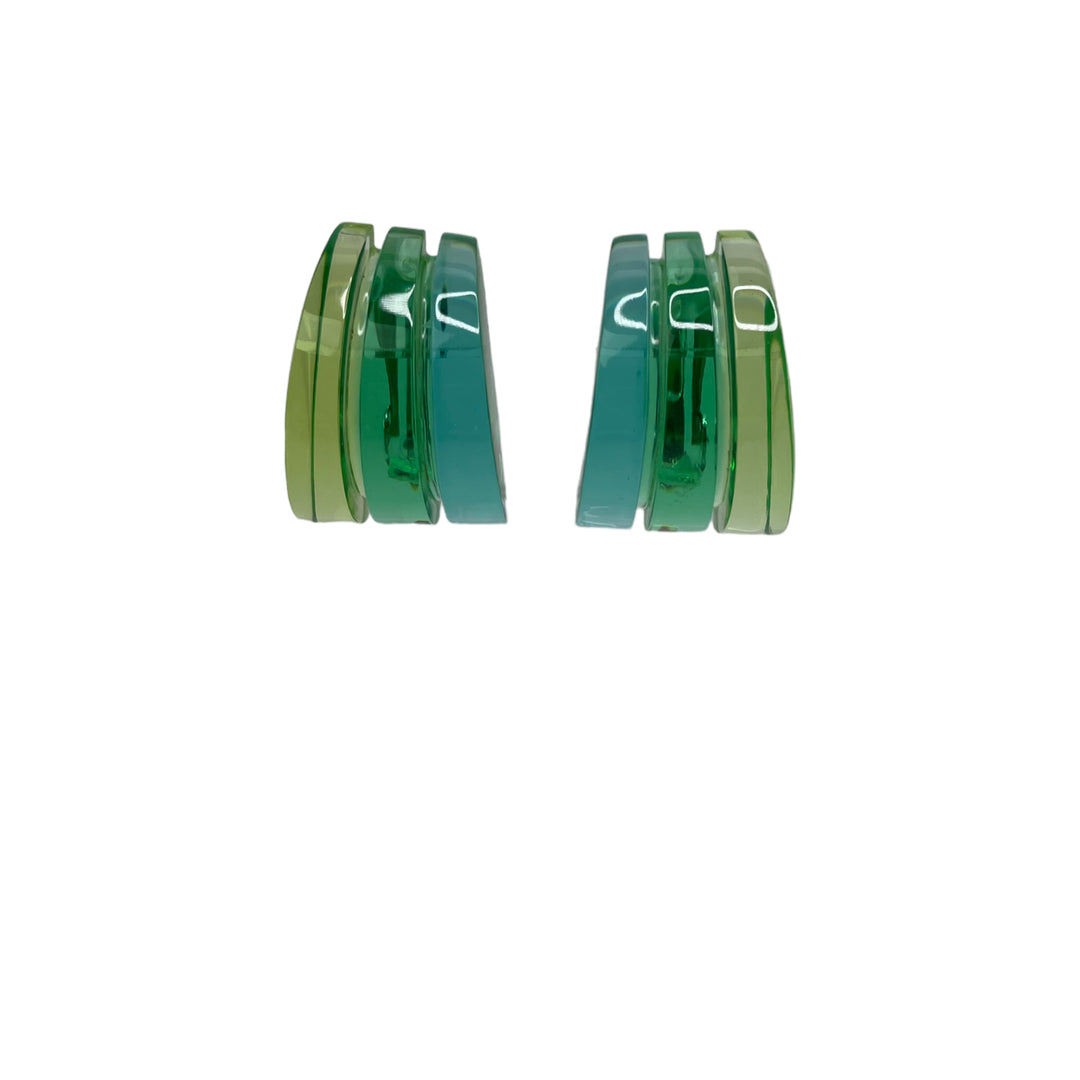 TROPUS 3-TONE HALF DISC EARRINGS