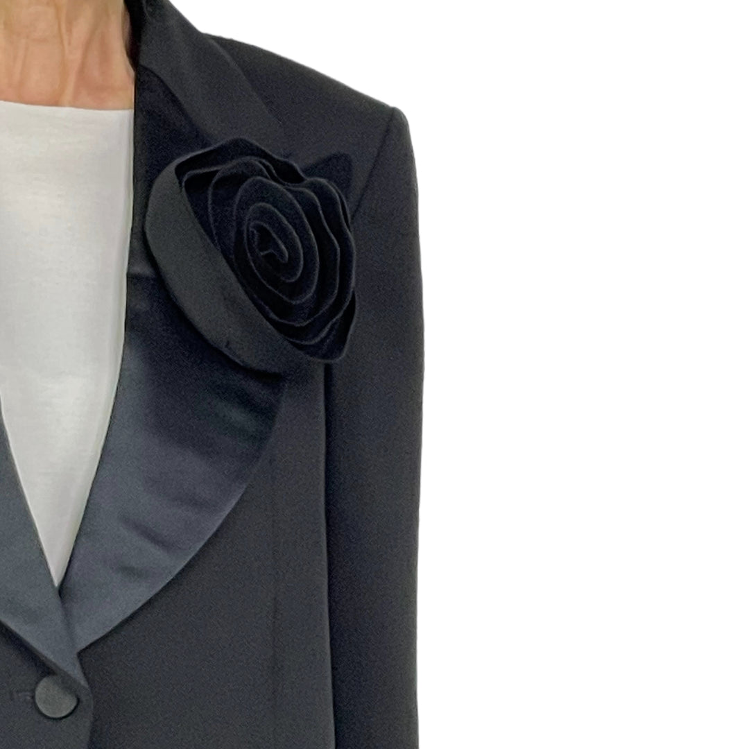 SATIN CREPE JACKET W/ROSE