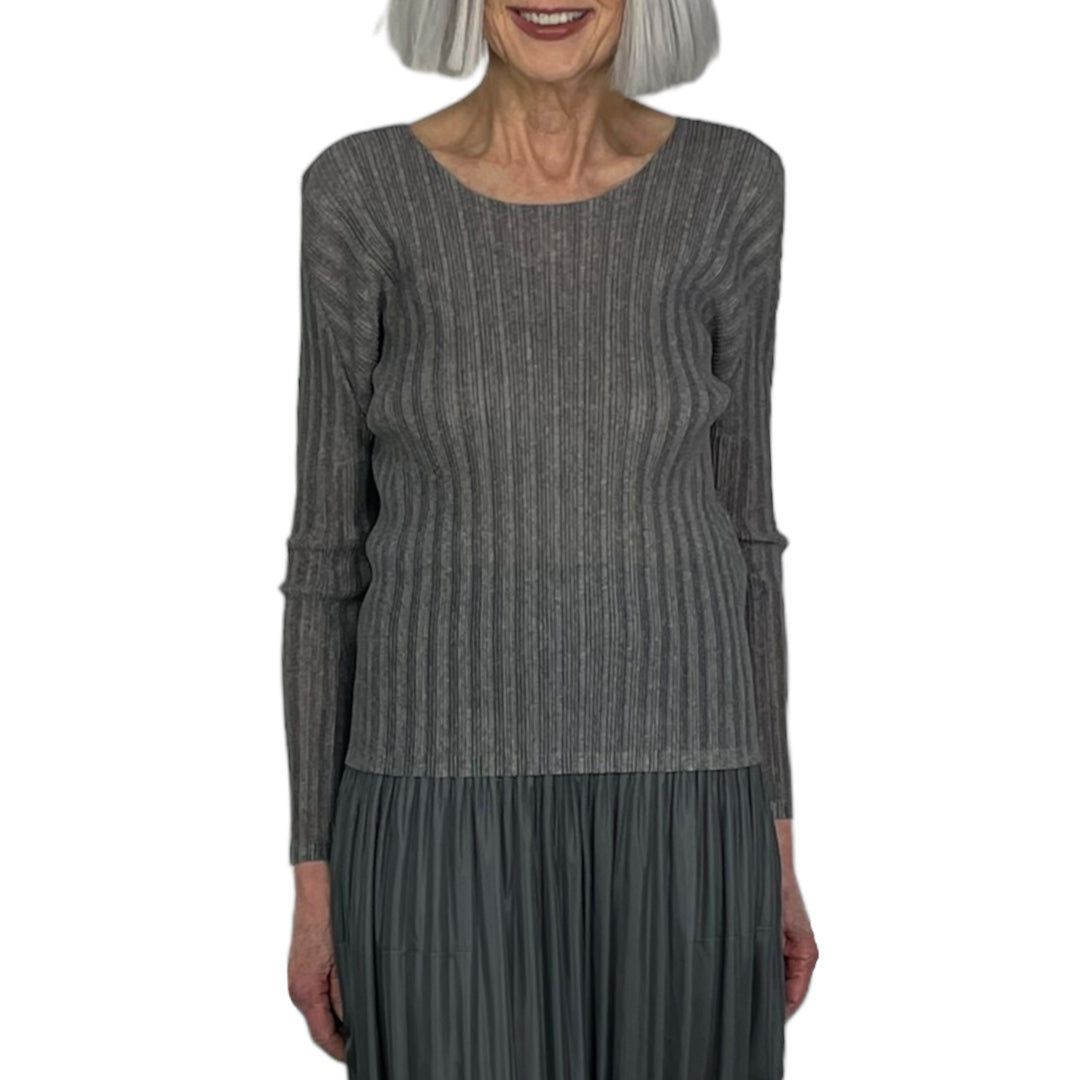 RIB PLEATS BASICS CREWNECK TOP