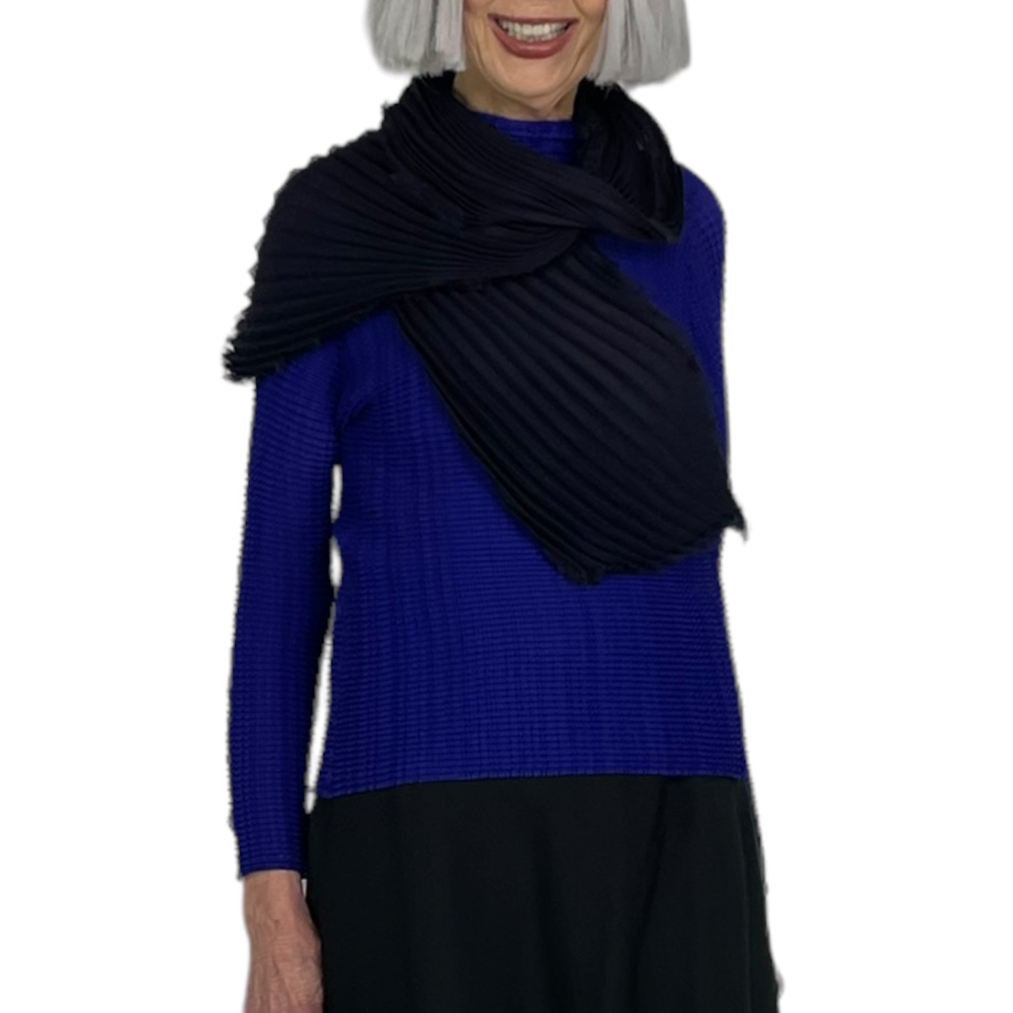 SILK WOOL PLEATS SCARF – MIO