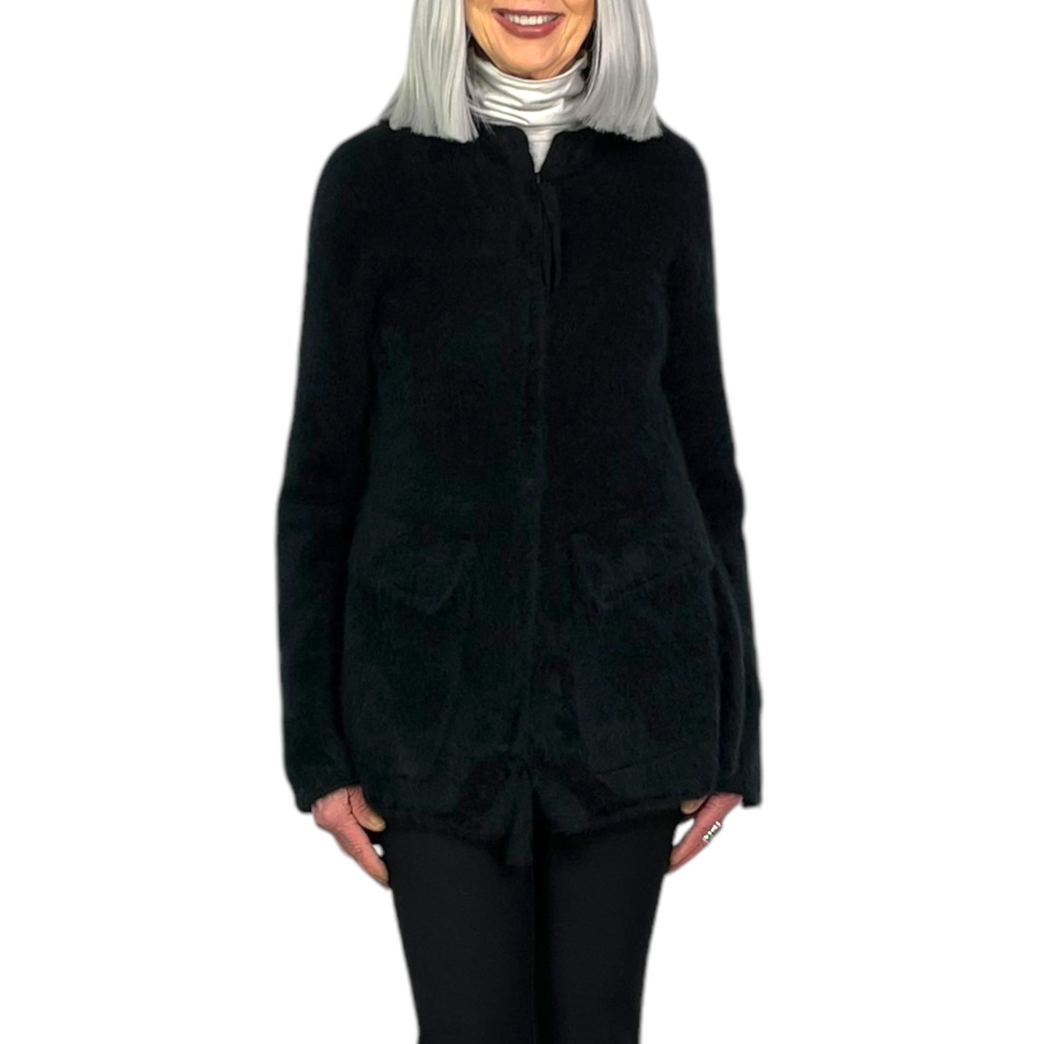 RACCOON KNIT HOODED CARDIGAN – MIO