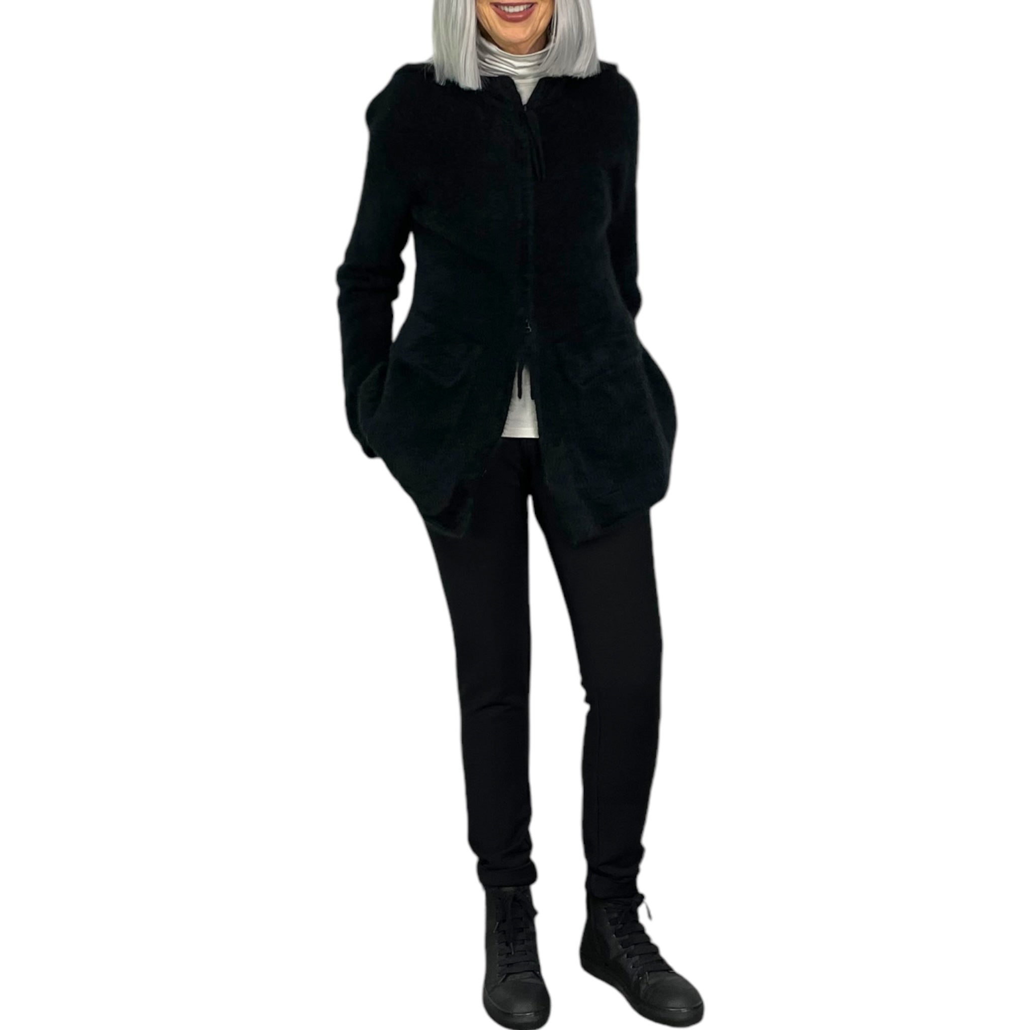 RACCOON KNIT HOODED CARDIGAN – MIO