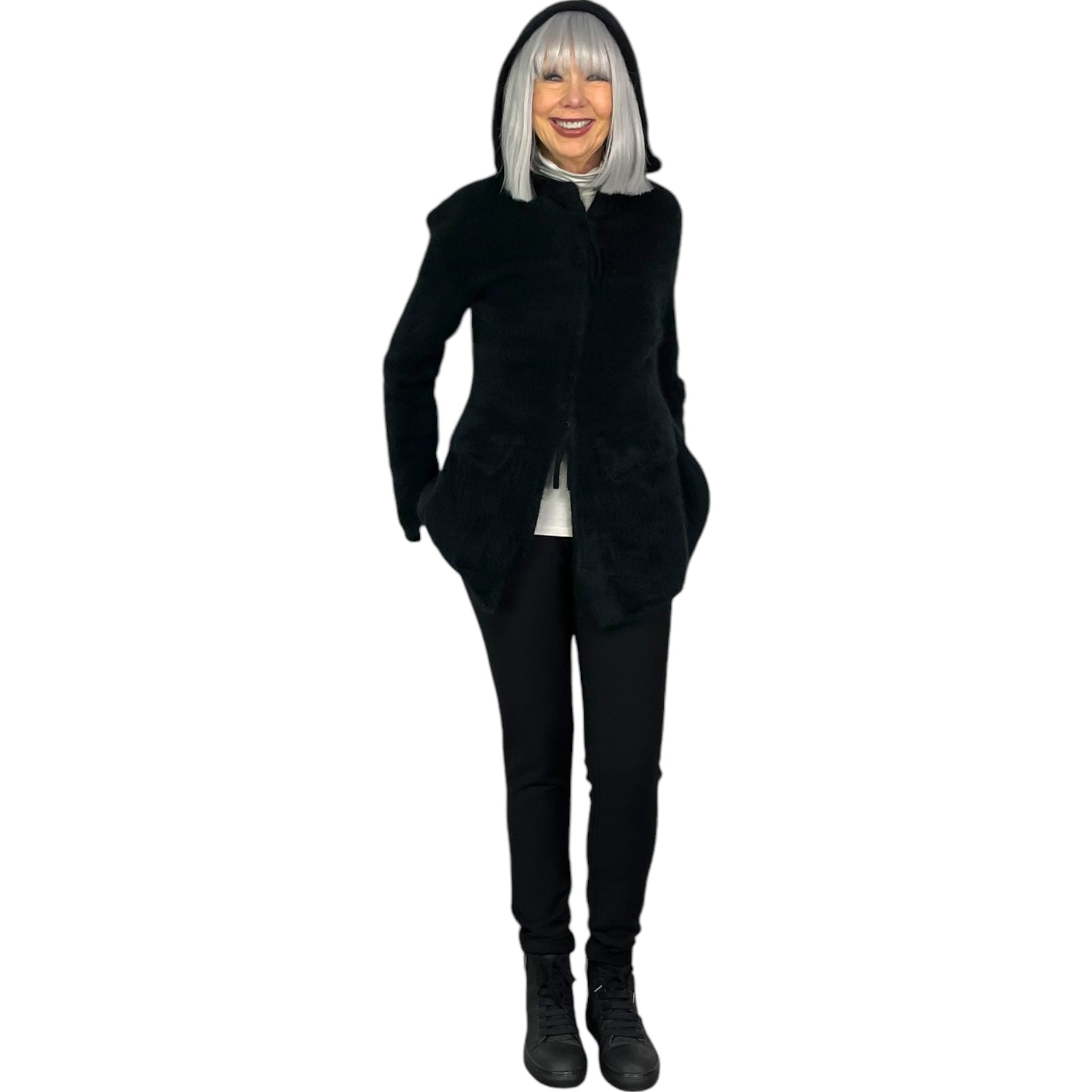 RACCOON KNIT HOODED CARDIGAN – MIO