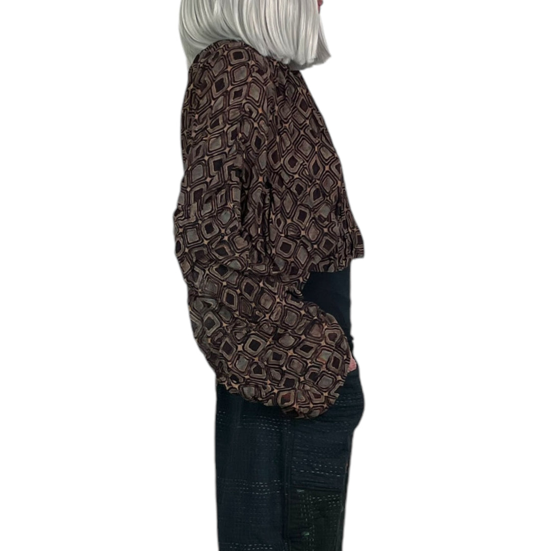 AJRAKH SQUARES WAVY TUCK SLEEVE JACKET