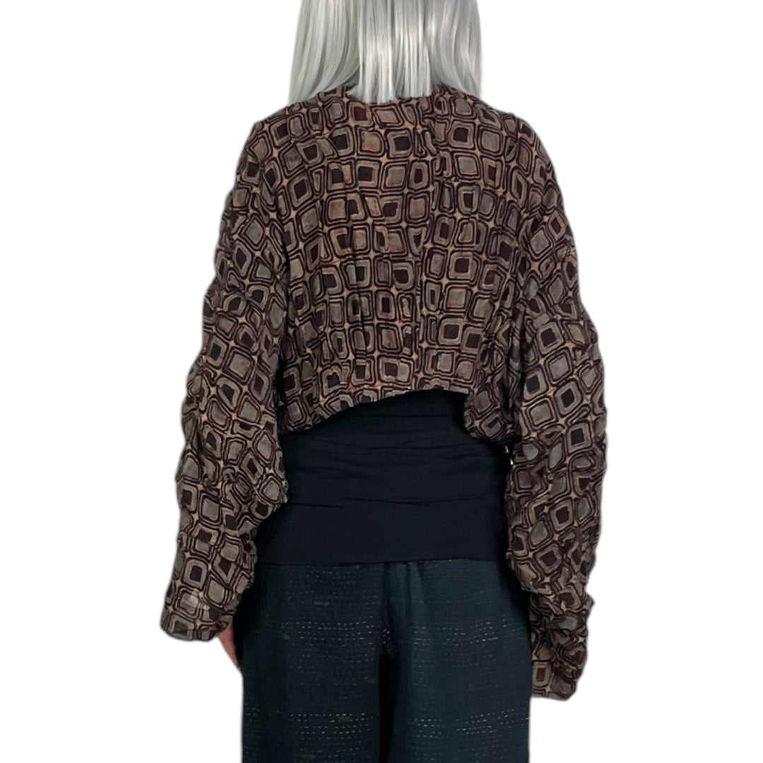 AJRAKH SQUARES WAVY TUCK SLEEVE JACKET