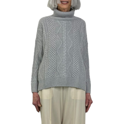BOXY CABLE KNIT CASHMERE TURTLENECK