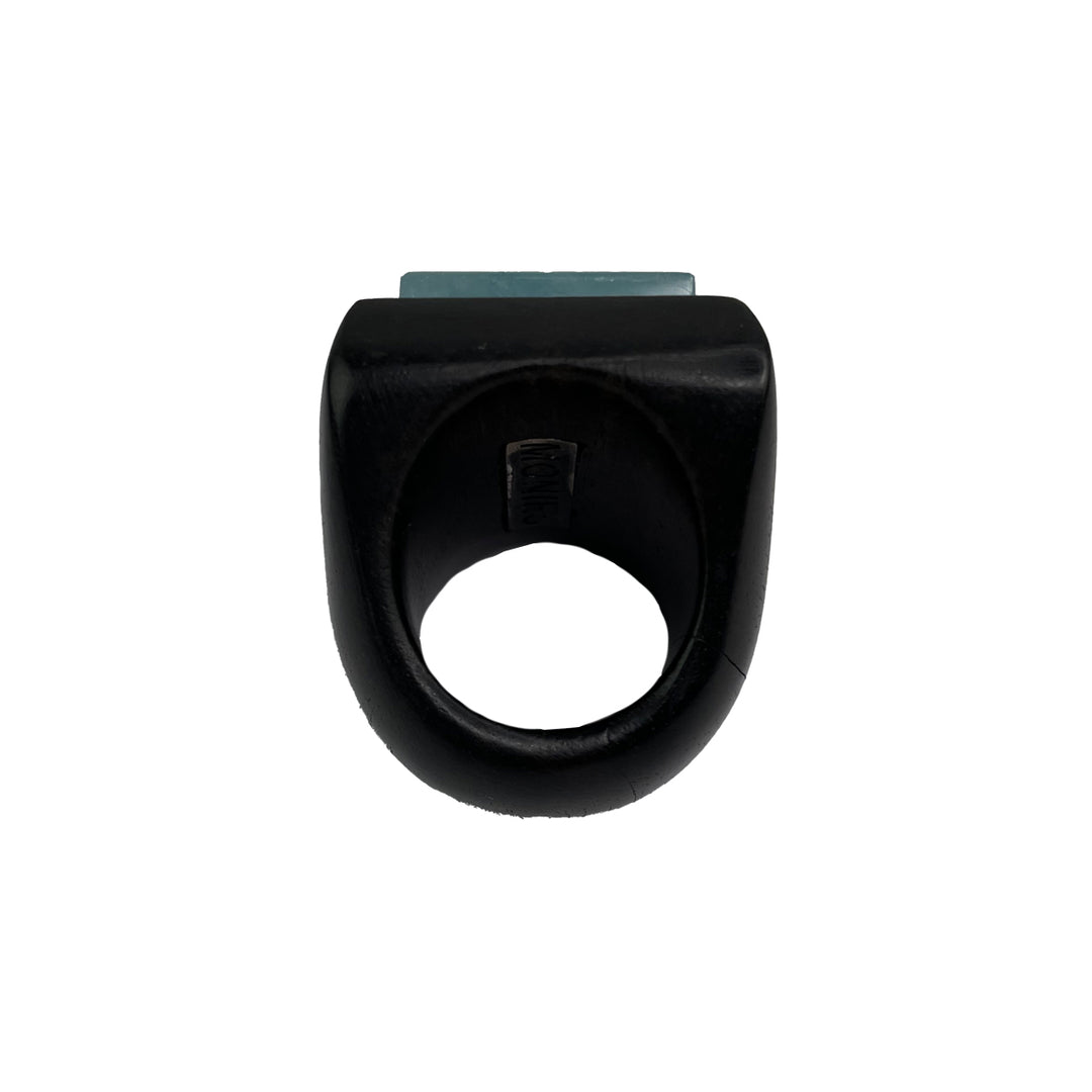 AQUAMARINE / EBONY RING