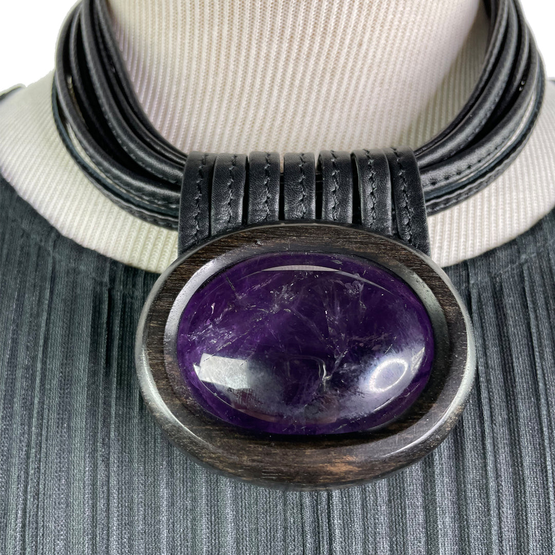 AMETHYST / LEATHER CHOKER