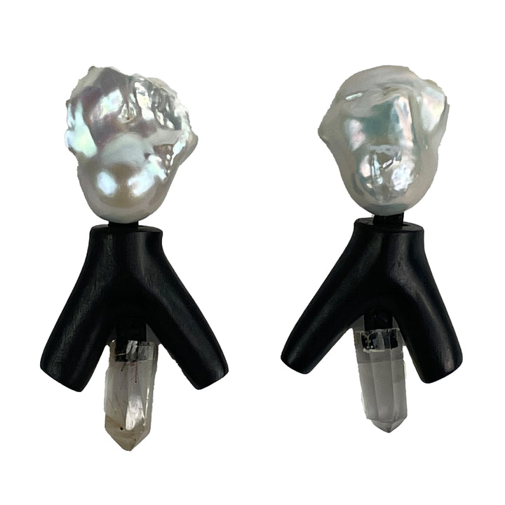 BAROQUE PEARL / EBONY EARRINGS