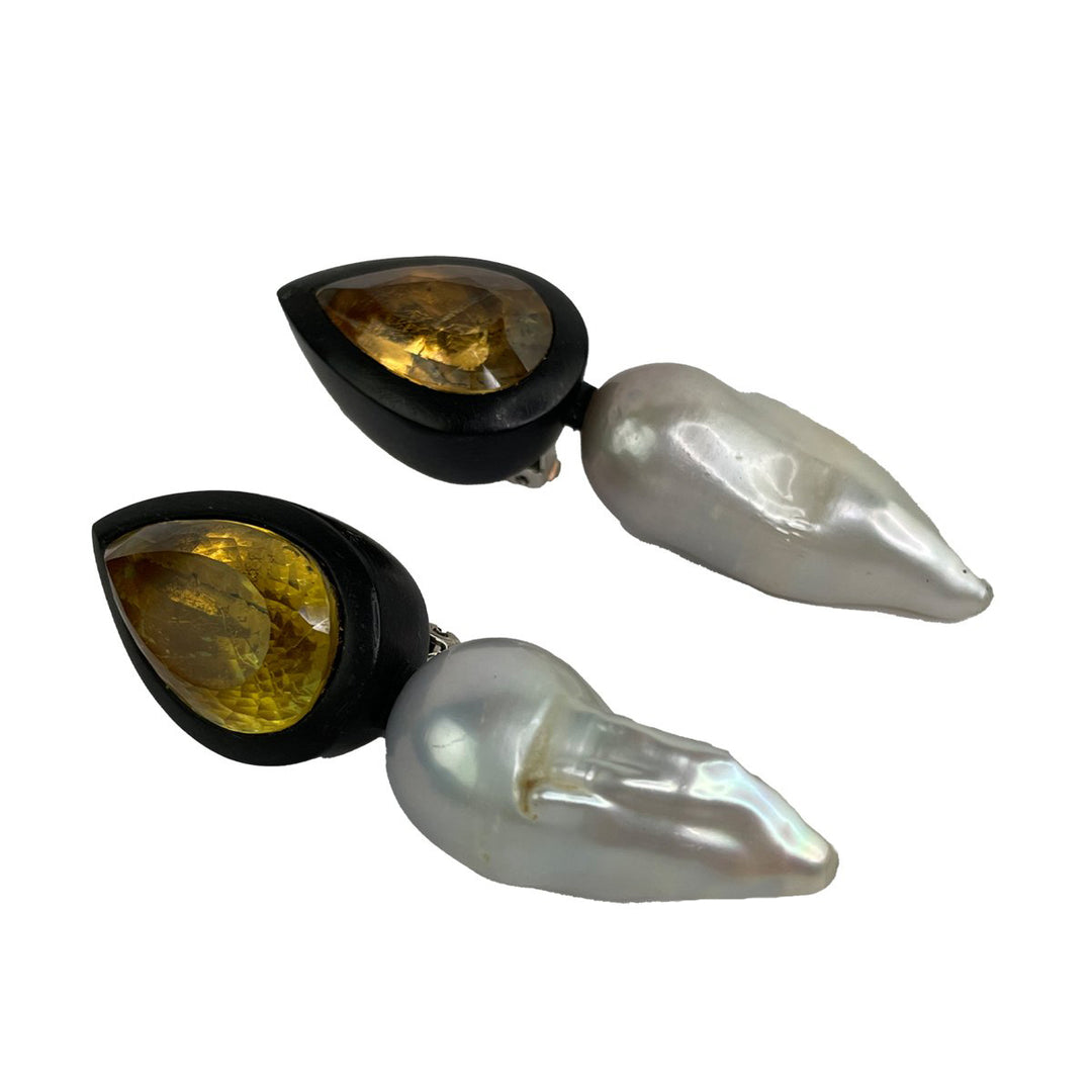 BAROQUE PEARL / CITRINE EARRINGS